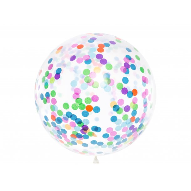 Ballong med konfetti - Assorterte farger - 1 meter