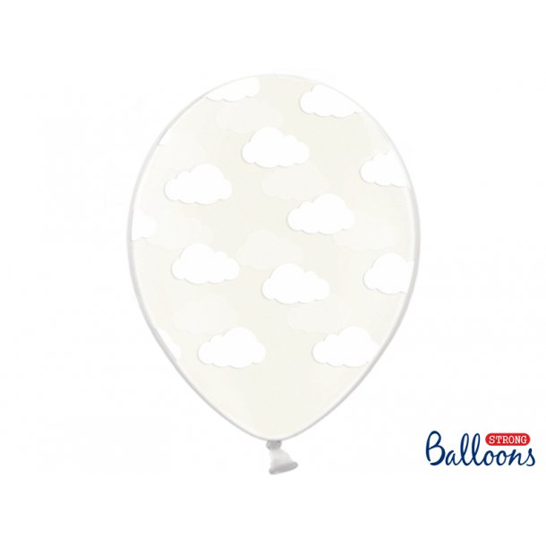 Ballonger - Hvite skyer - Gjennomsiktige - 30 cm - 6 stk