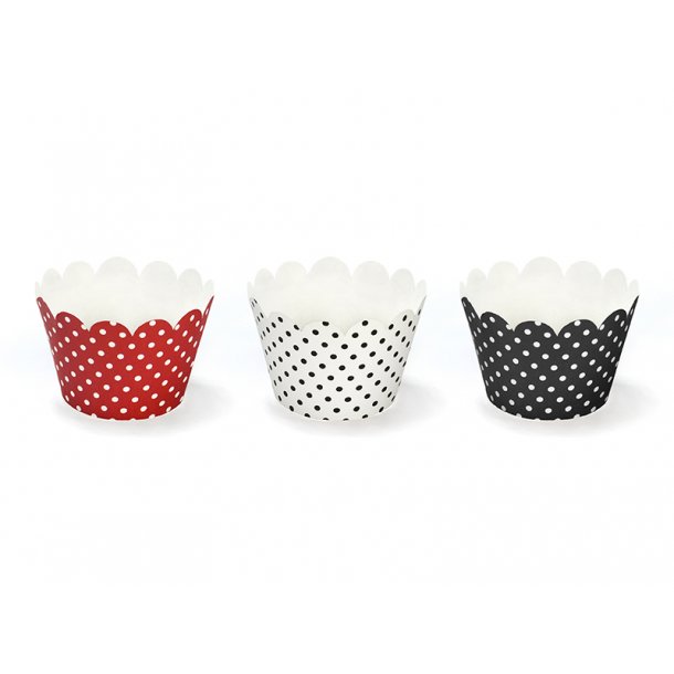 Cupcake - Muffinsomslag i rd, svart &amp; hvit - Ladybug - 6 stk