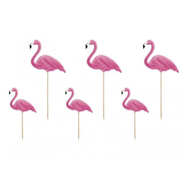 Cupcake toppers - Flamingo - 6 stk