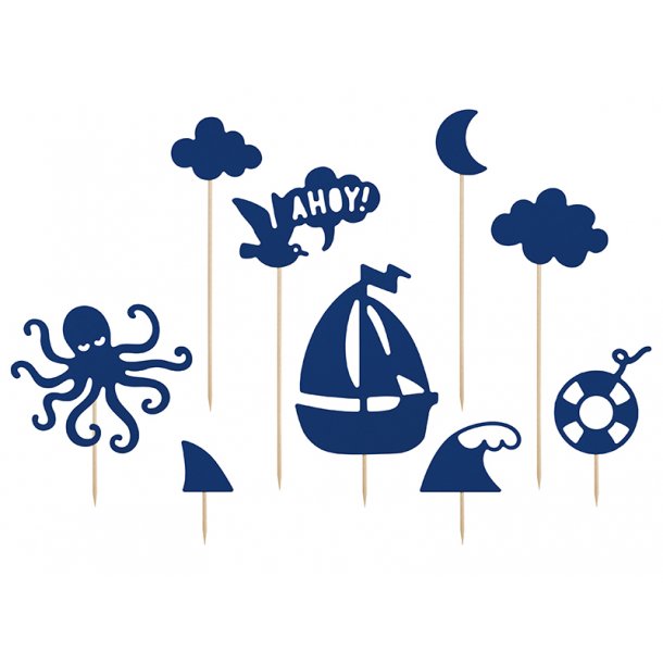 Cupcake toppers - Ahoy - 9 stk