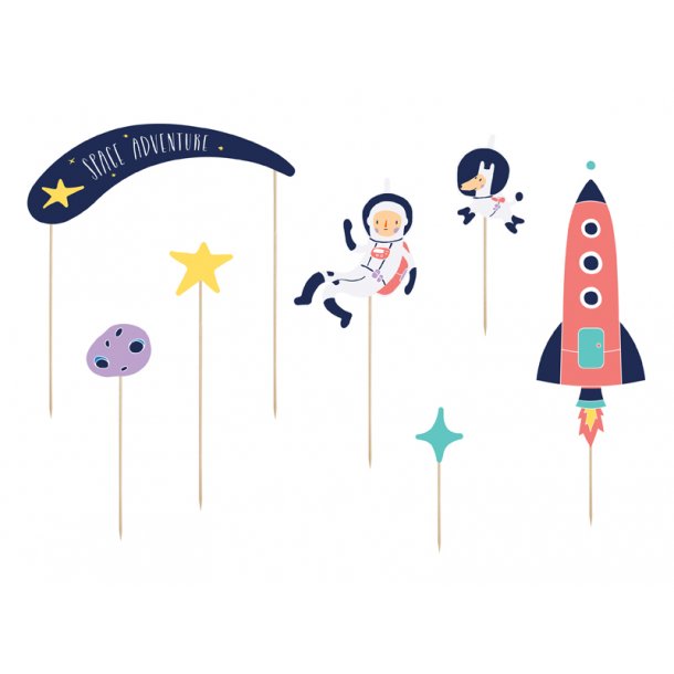Cupcake toppers - Space Party - 9 stk