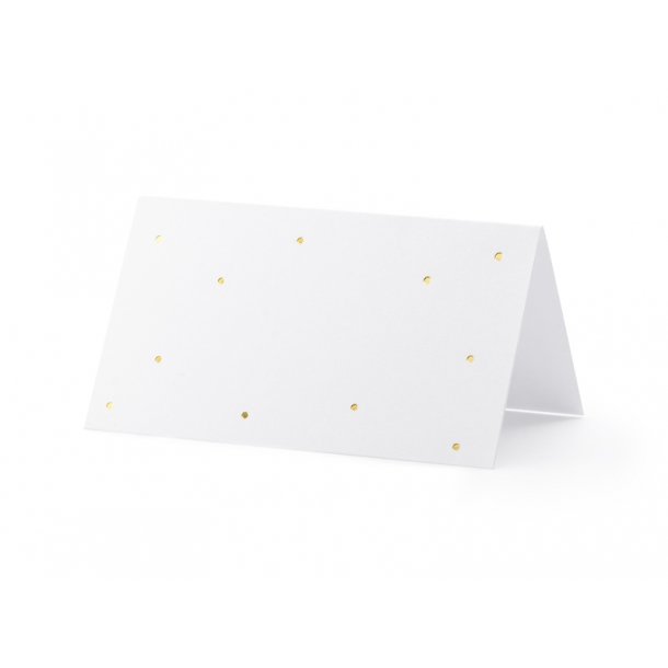 Bordkort - Hvite med gullprikker - 10 stk